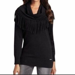 Michael kors pullover top cowl neck with fringe tassels size M